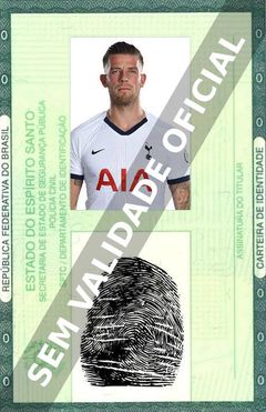 Imagem hipotética representando a carteira de identidade de Toby Alderweireld