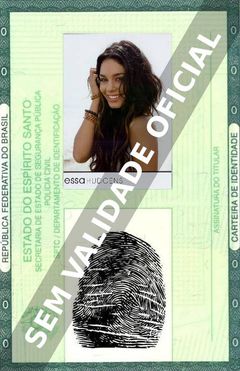 Imagem hipotética representando a carteira de identidade de Vanessa Hudgens