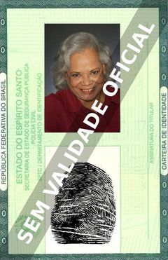Imagem hipotética representando a carteira de identidade de Venida Evans