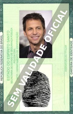 Imagem hipotética representando a carteira de identidade de Zack Snyder